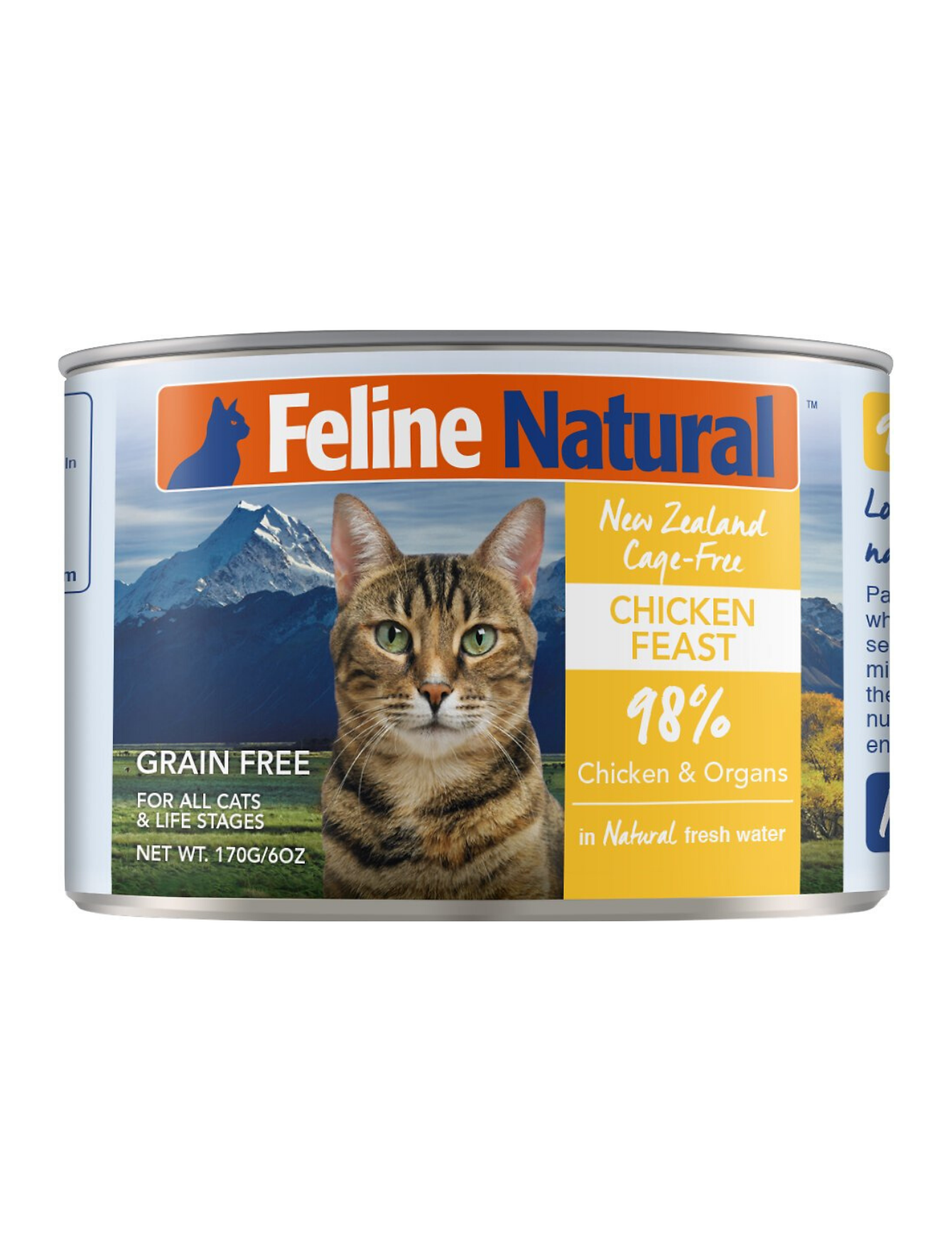 Feline Natural Chicken Feast Canned Cat Food 170g - Grain-Free Wet Cat Food for Adult & Senior Cats - High Protein Natural Cat Food for Indoor & Outdoor Cats - Perfect for Mealtime, Travel & Vet Visits