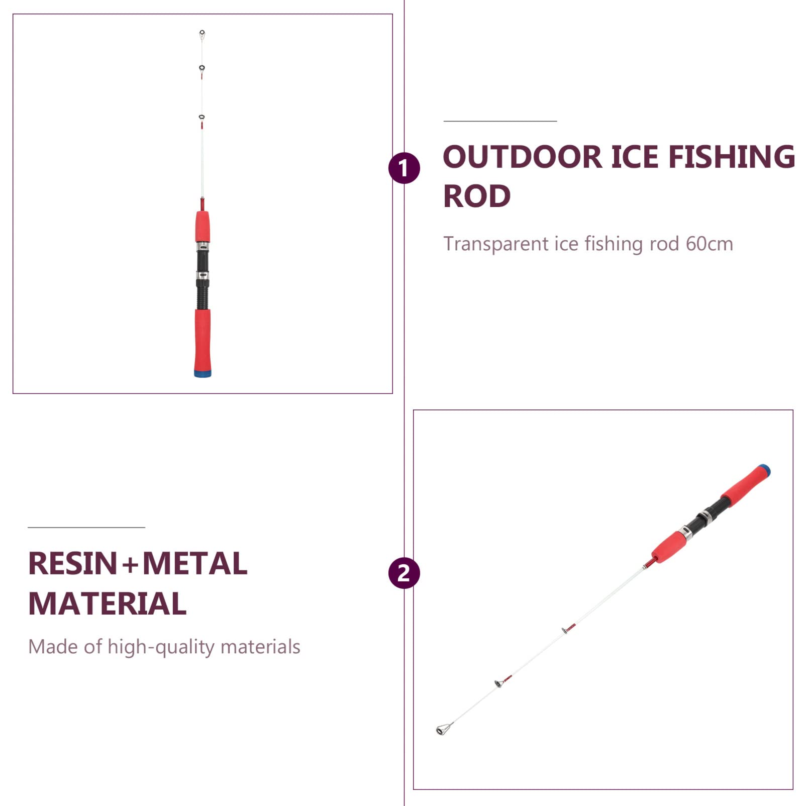 CLISPEED Kids Fishing Pole - 2 Pack Ice Fishing Rod Set with Short Pole for Winter Ice Fishing | Perfect for Children's Outdoor Winter Activities & Family Fishing Trips