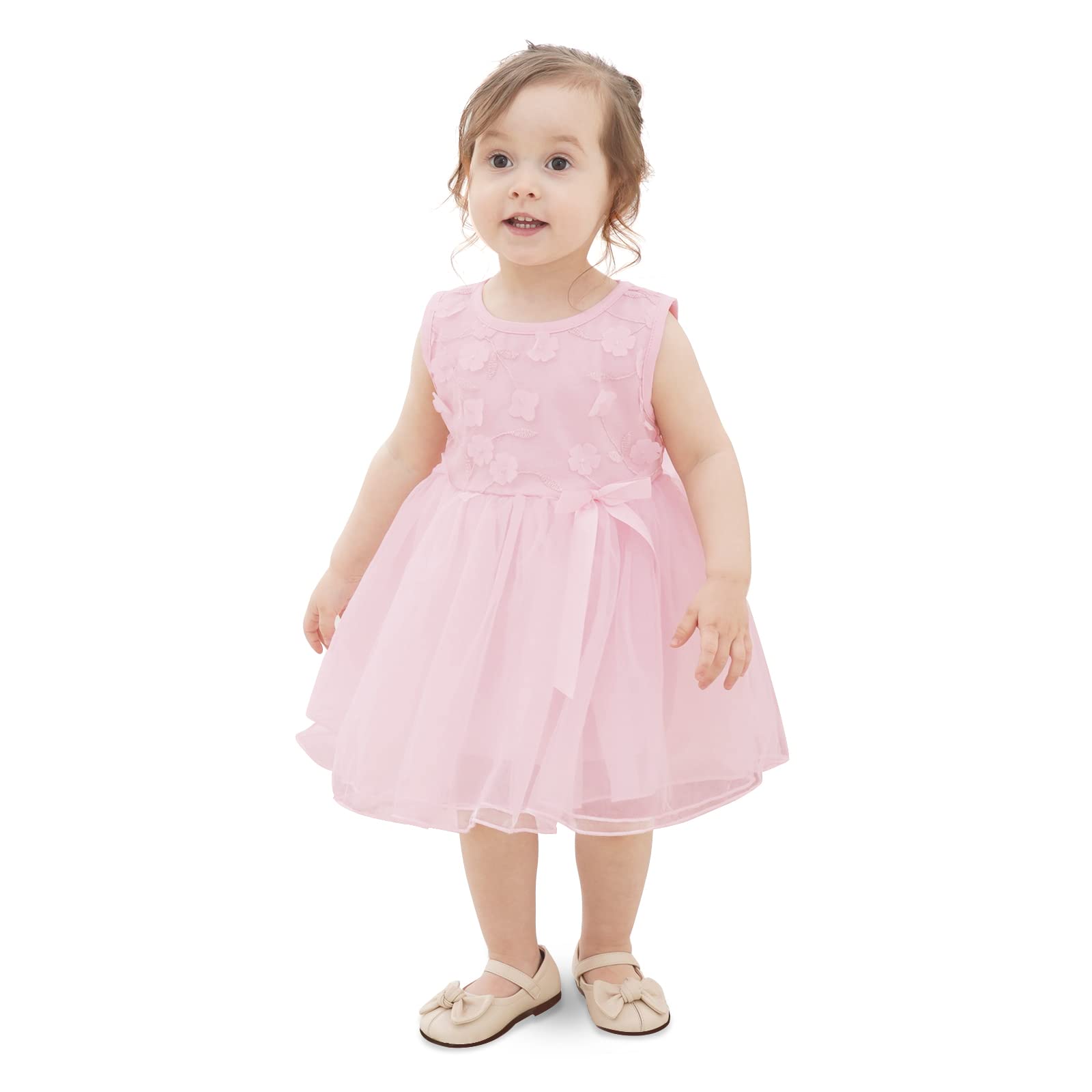 Famuka Infant Dress for Baby Girls - Floral Tulle Party Dress for Weddings & Special Occasions | Perfect for Birthday Parties, Christenings & Photo Shoots
