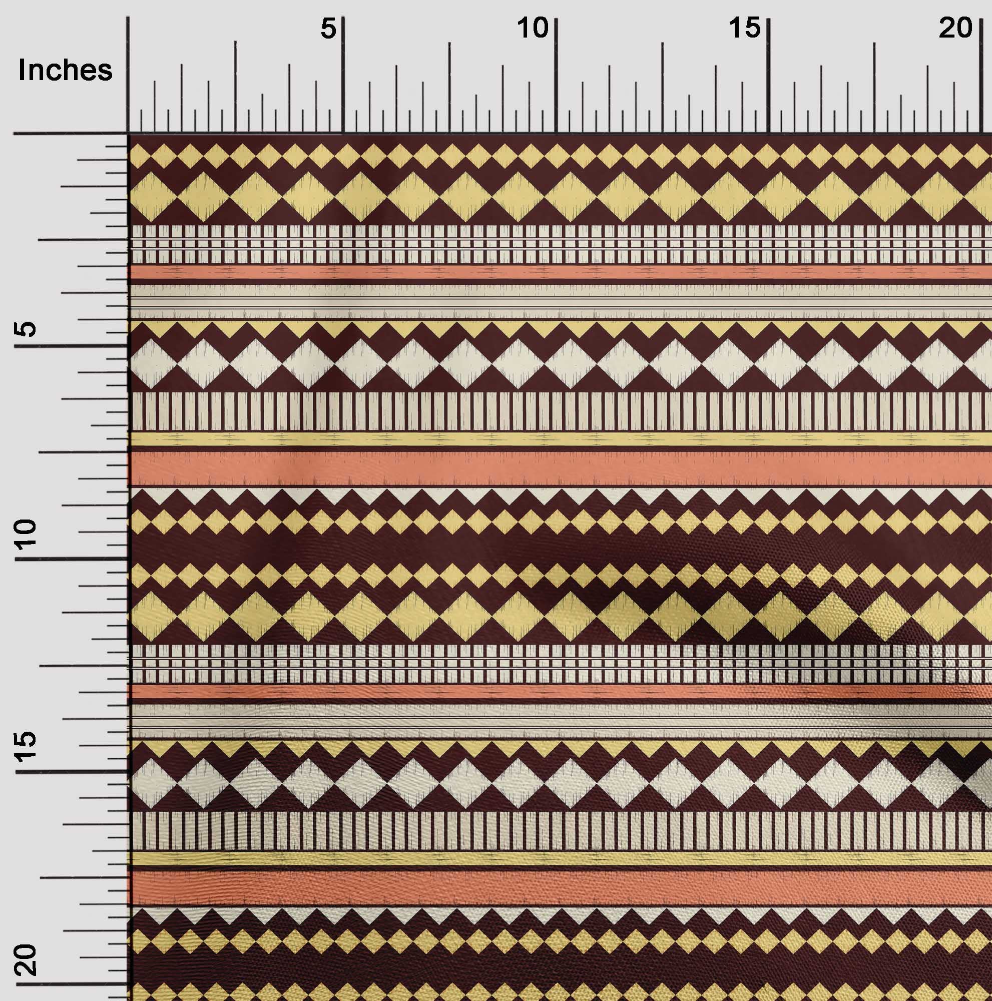oneOone Cotton Flex Dark Peach Fabric - 40 Inch Wide Printed Geometrical Sewing Material by The Yard for DIY Clothing, Quilting & Home Decor Projects