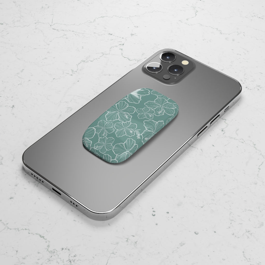 Premium Hibiscus Teal Phone Grip - Non-Slip Phone Holder with Strong Adhesive - Perfect for iPhone, Samsung & Smartphones - Ideal for Gym, Driving & Outdoor Activities