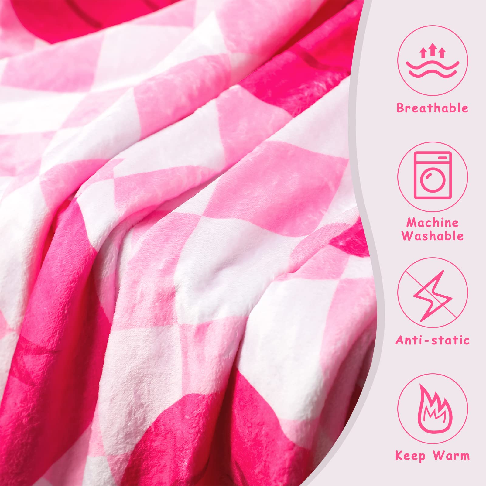 Preppy Smile Face Throw Blanket - Soft Flannel Plush Fuzzy Blanket 50