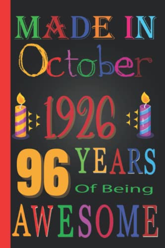 96th Birthday Gifts for October 1926 Born - 96 Years of Being Awesome Funny Personalized Gag Gift for Friends, Coworkers & Family - Unique Birthday Present for Women & Men - Perfect for Milestone Celebrations & Retirement Parties