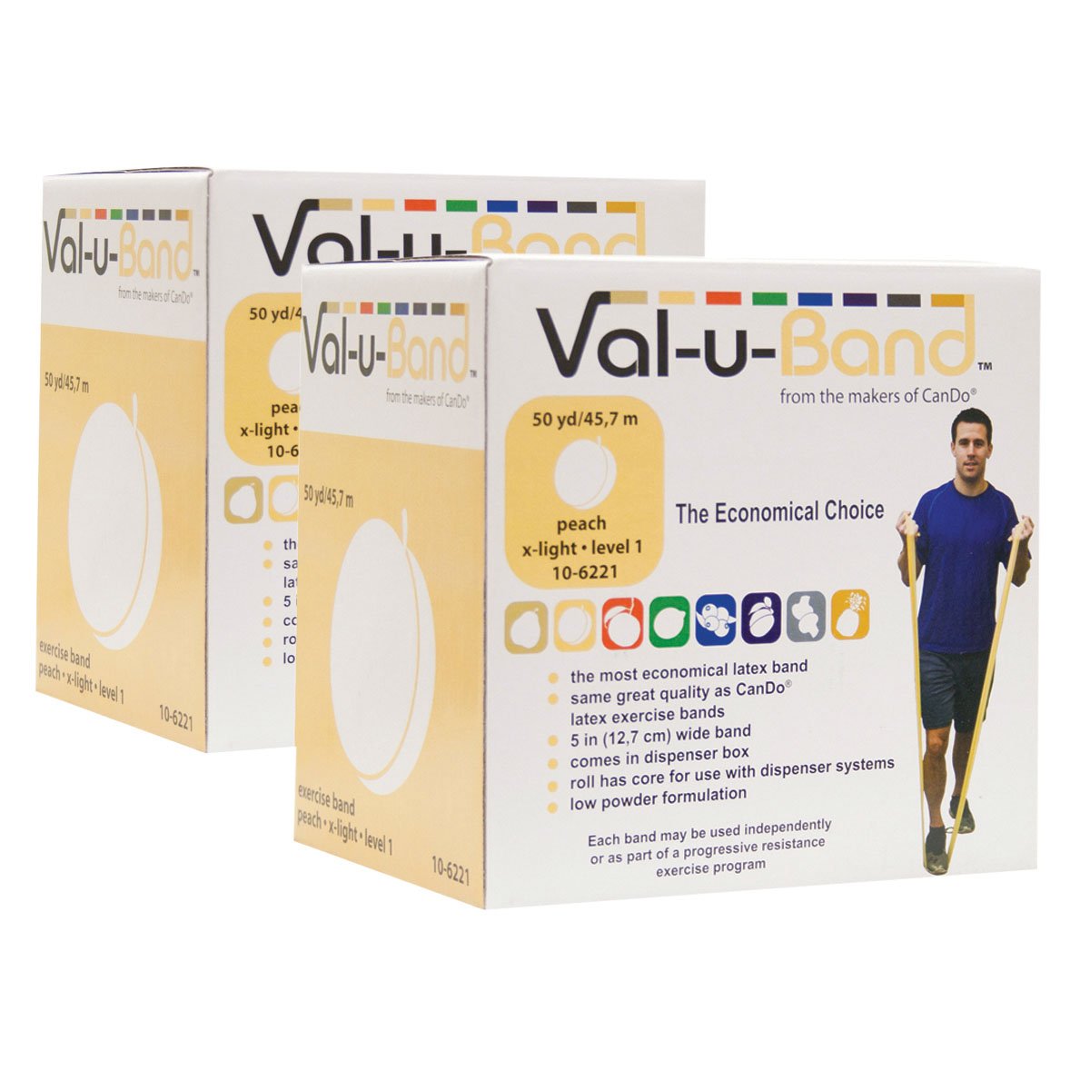 Val-U-Band Exercise Resistance Bands Twin Pack - Peach Color for Strength Training, Yoga, and Home Workouts - Perfect for Gym, Travel, and Physical Therapy