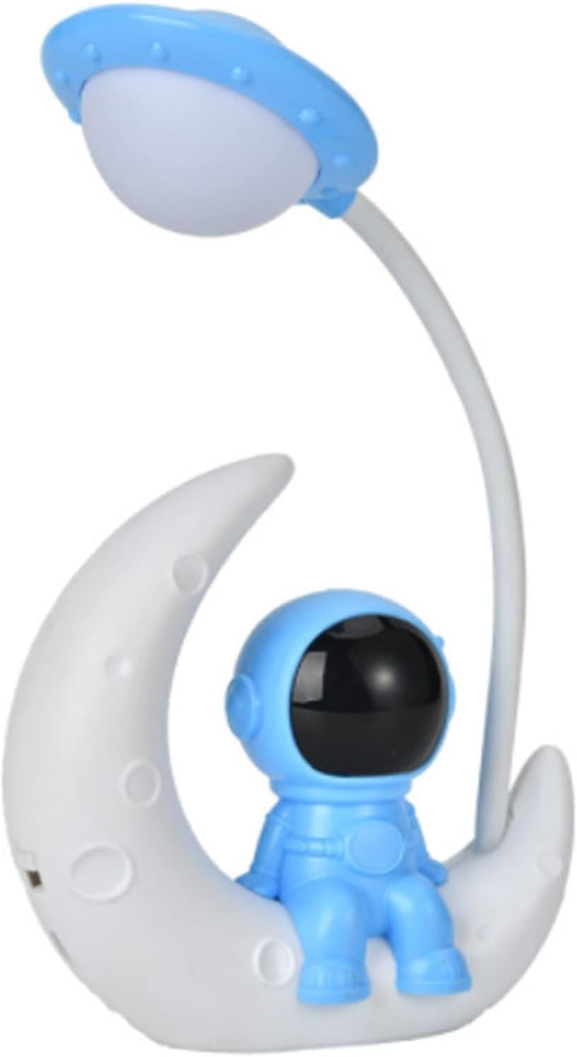 LED Desk Lamp with USB Rechargeable Battery - Adjustable Brightness Eye-Caring Reading Light, Creative Night Light for Office, Study, Bedroom (Blue) - Perfect for Work, Reading & Nightstand Use