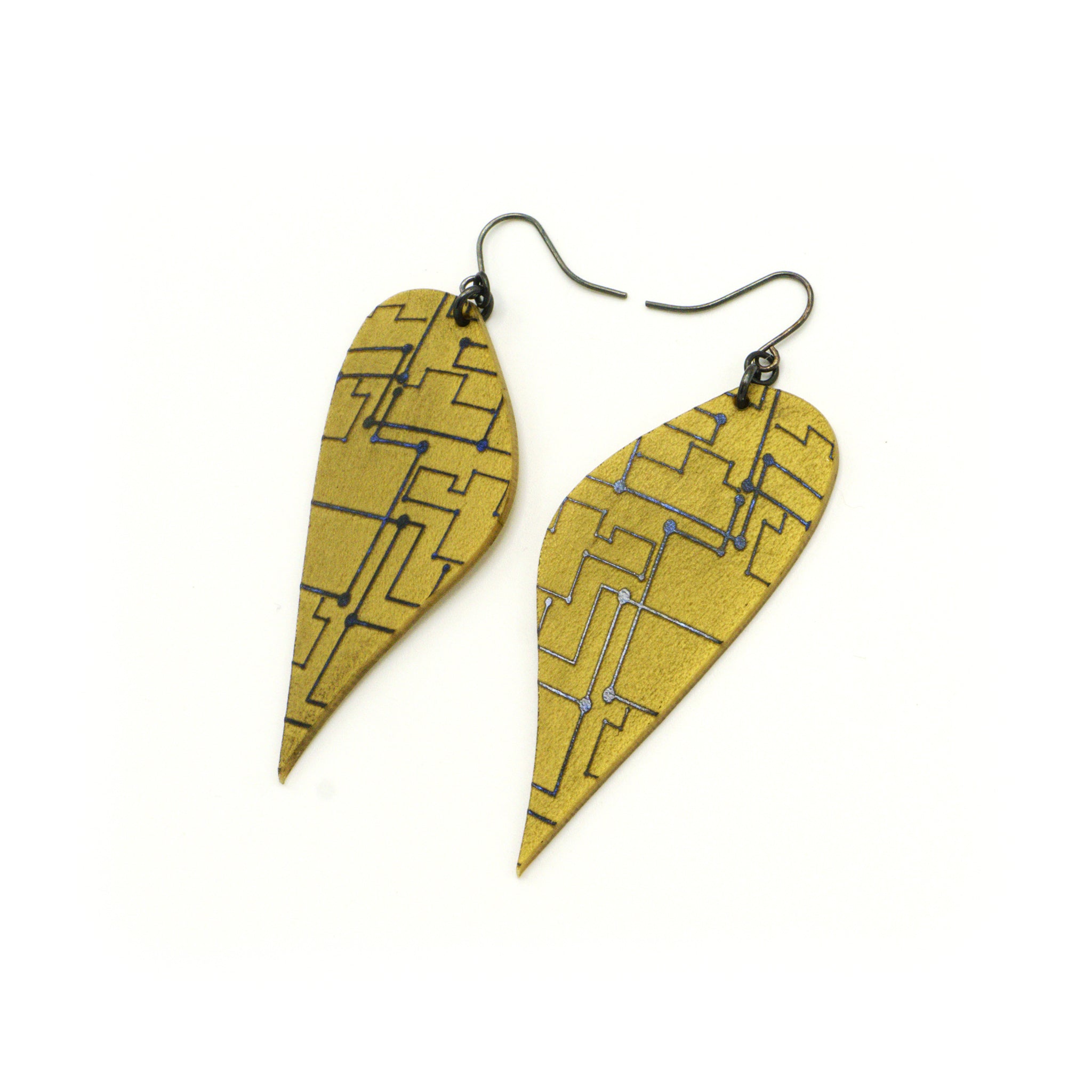 Kaitana 'Circuit (R)' Acrylic Earrings - Celestial Blue & Gold | Trendy Statement Jewelry for Women, Perfect for Parties, Weddings & Everyday Wear
