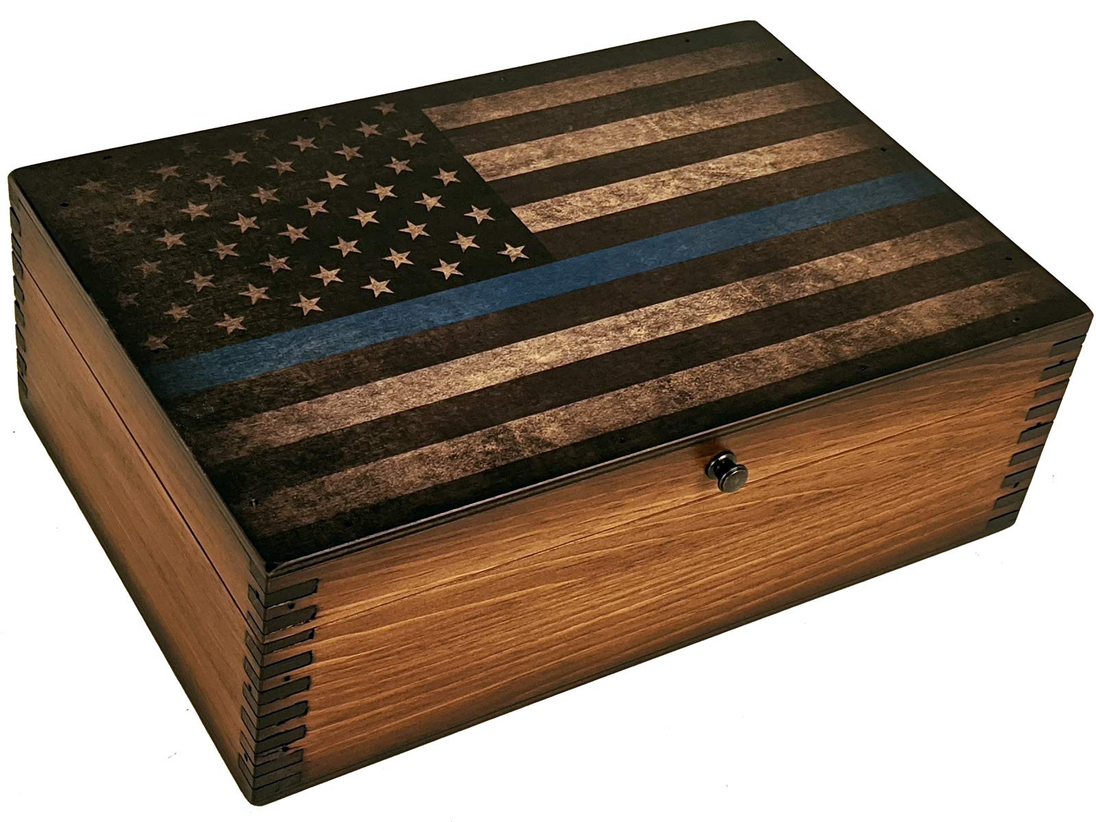 Thin Blue Line Memory Box - Premium Wooden Keepsake Box for Police Officers & First Responders - Perfect for Memorials, Gifts & Personal Storage