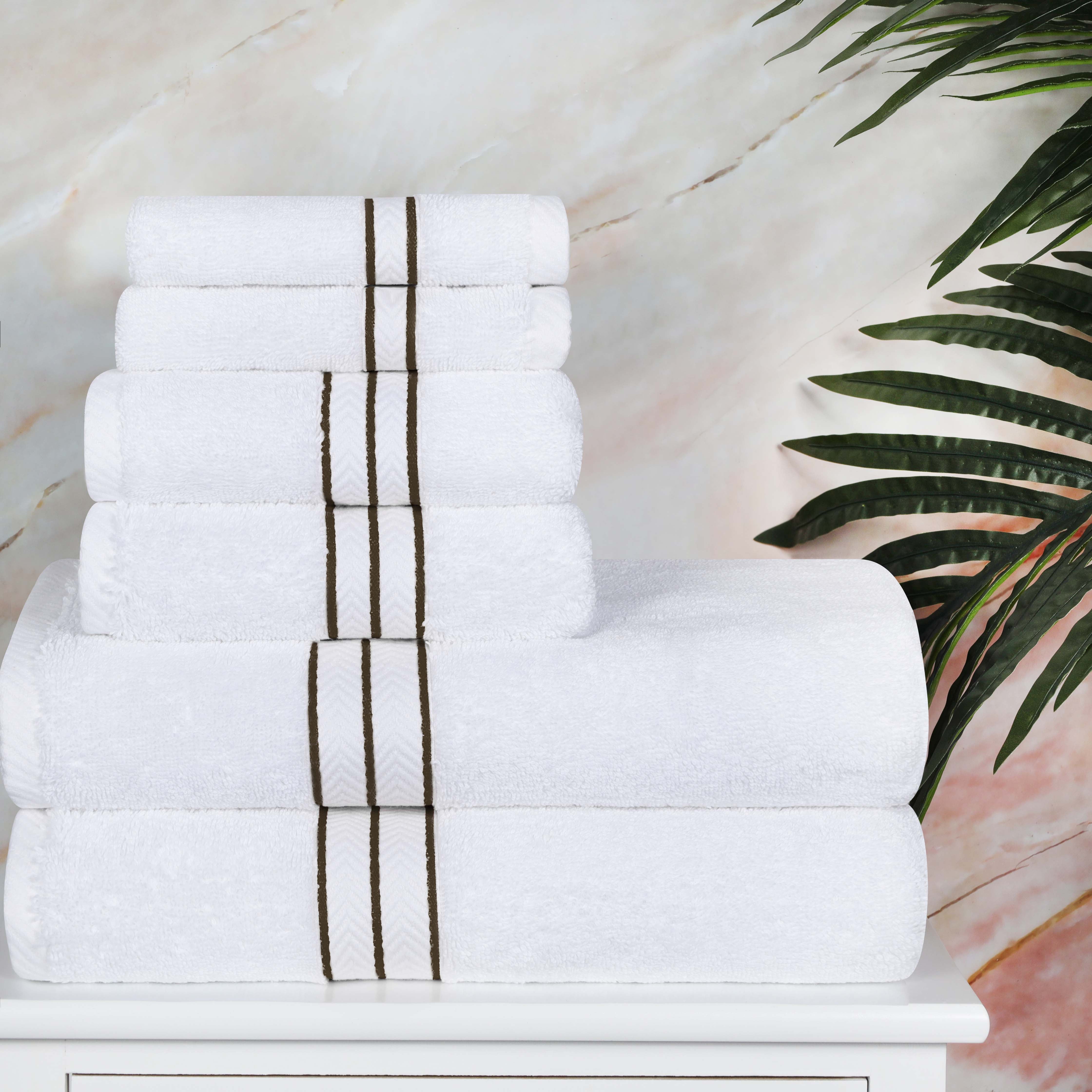 Premium 6-Piece Turkish Cotton Bath Towel Set - Ultra Soft, Highly Absorbent & Quick-Drying - Luxury Spa, Bathroom & Beach Essentials for Home & Travel