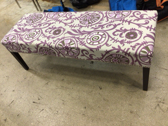 Stylish Cream & Purple Bench Ottoman - Perfect for Living Room, Bedroom, or Entryway Seating & Decor
