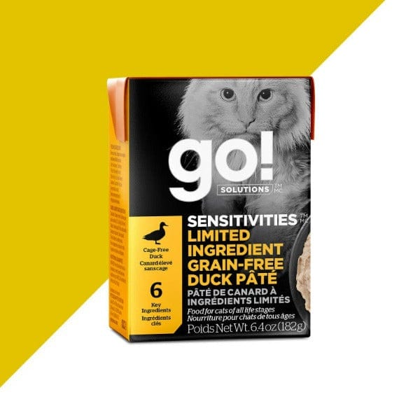 Go! Solutions Sensitivities Grain-Free Duck Pate Wet Cat Food for Sensitive Stomachs - Limited Ingredient Diet for Cats with Allergies - Perfect for Indoor & Outdoor Cats