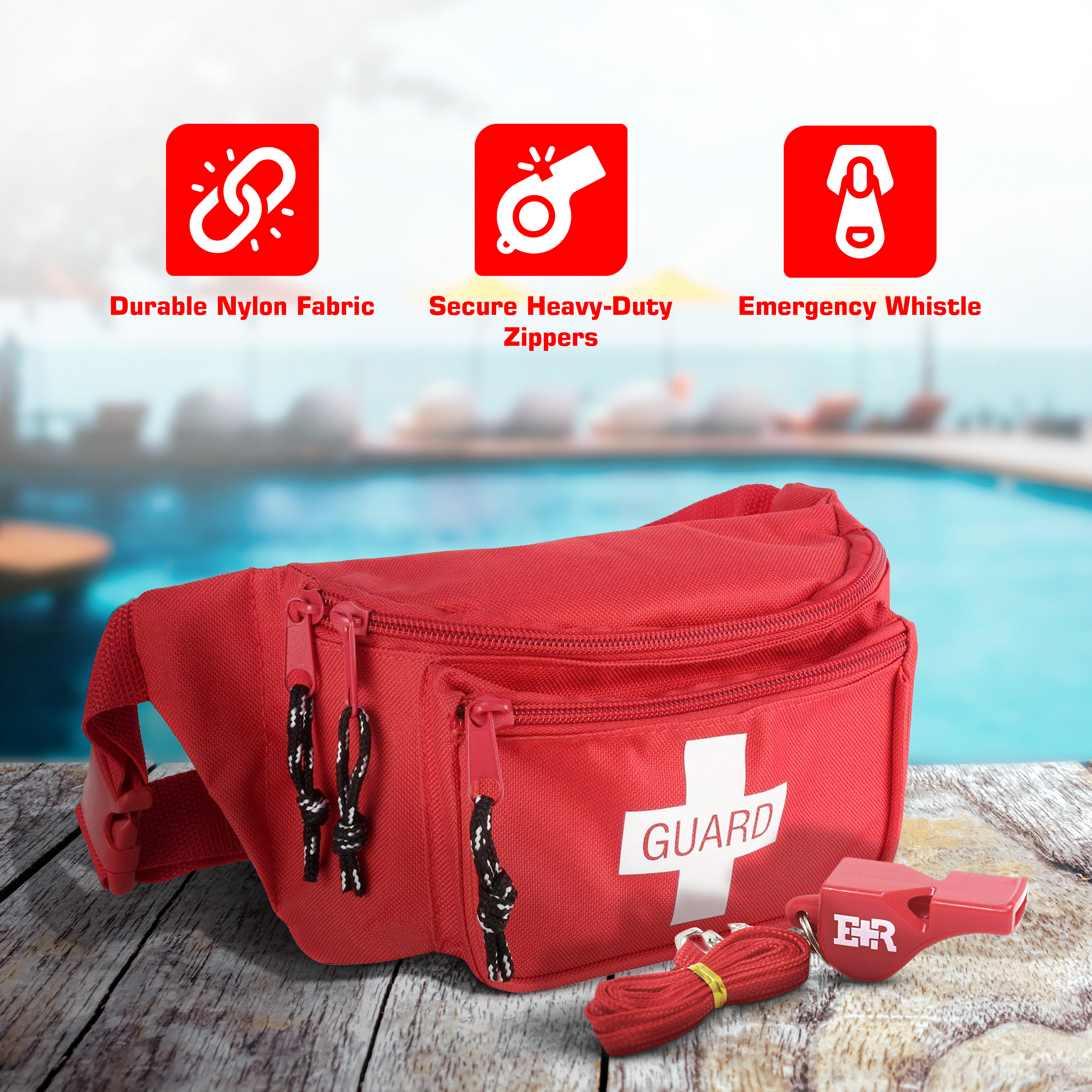 Emergency First Aid Fanny Pack with Safety Whistle - Perfect for Hiking, Camping & Outdoor Adventures