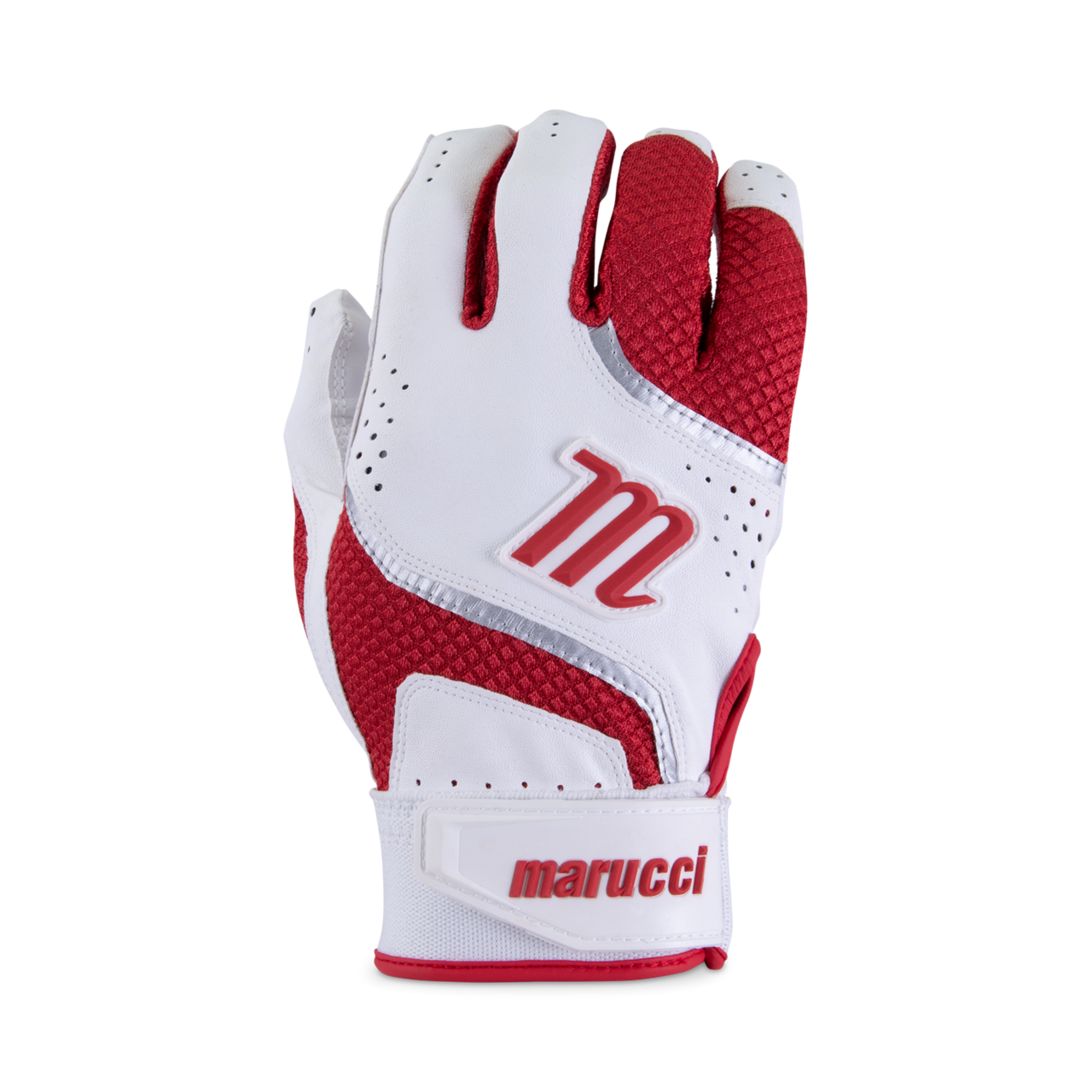 Marucci Adult Baseball Batting Gloves - Premium Leather Hitting Gloves for Men & Women - Perfect for Training, Games & Practice (Black/White)