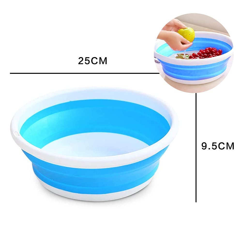 Collapsible Silicone Wash Basin - Multi-Functional Round Washing Bowl for Camping, Travel & Outdoor Activities | Portable Folding Sink for Dishes, Laundry & Hygiene | Perfect for RV, Hiking & Emergency Prep