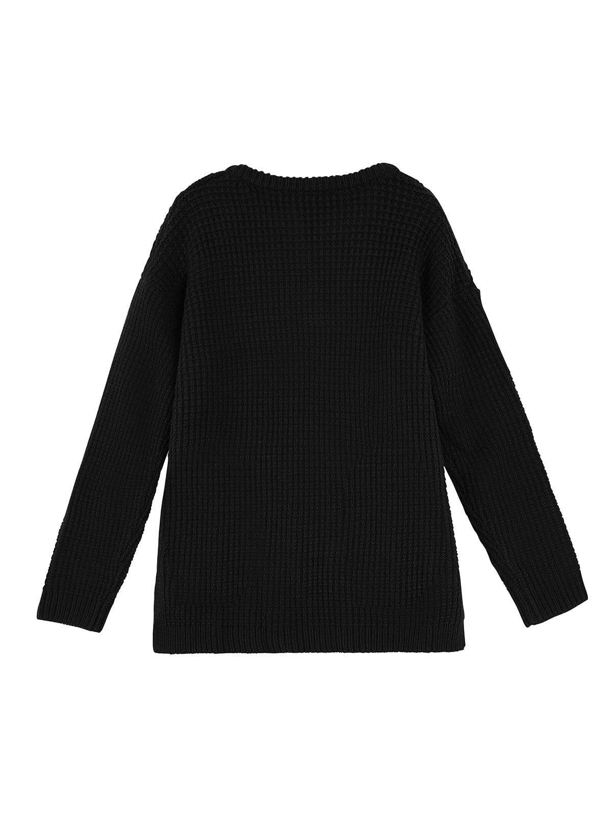 Trendy Girls Waffle Knit Sweater - Henley Button V-Neck Long Sleeve Pullover Jumper Top for School, Casual Outfits & Fall Fashion