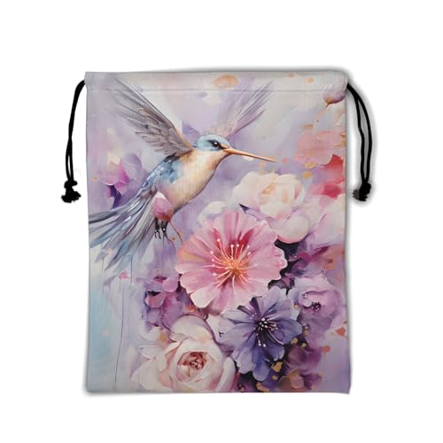 Hummingbird With Colored Flowers