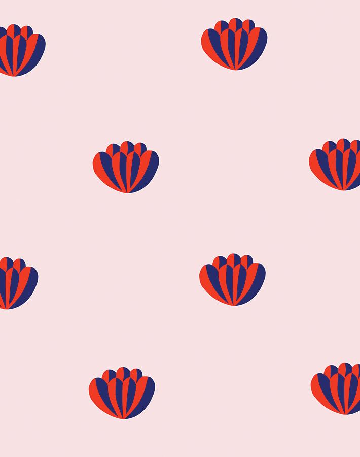 Clare V. 'Lotus' Wallpaper - Red Shell Pattern Peel & Stick Wallpaper for Bedroom, Living Room, Nursery Decor | Easy DIY Home Renovation