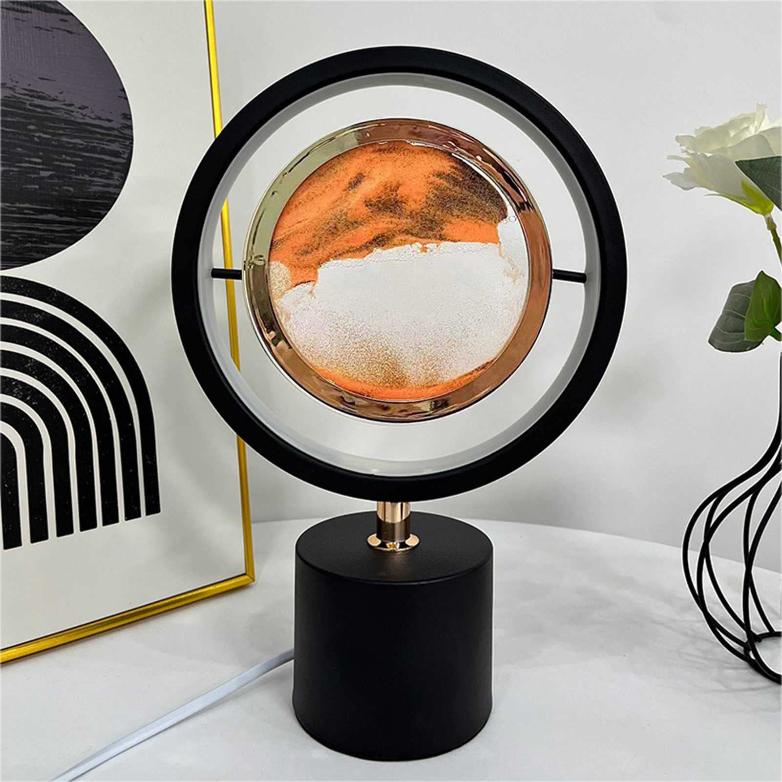HSART 360° Rotating Sand Painting Table Lamp - 3D Hourglass LED Night Light with Three-Tone Color Changing & Dynamic Sand Scene | Perfect for Bedroom, Living Room, Office Decor & Relaxation Lighting