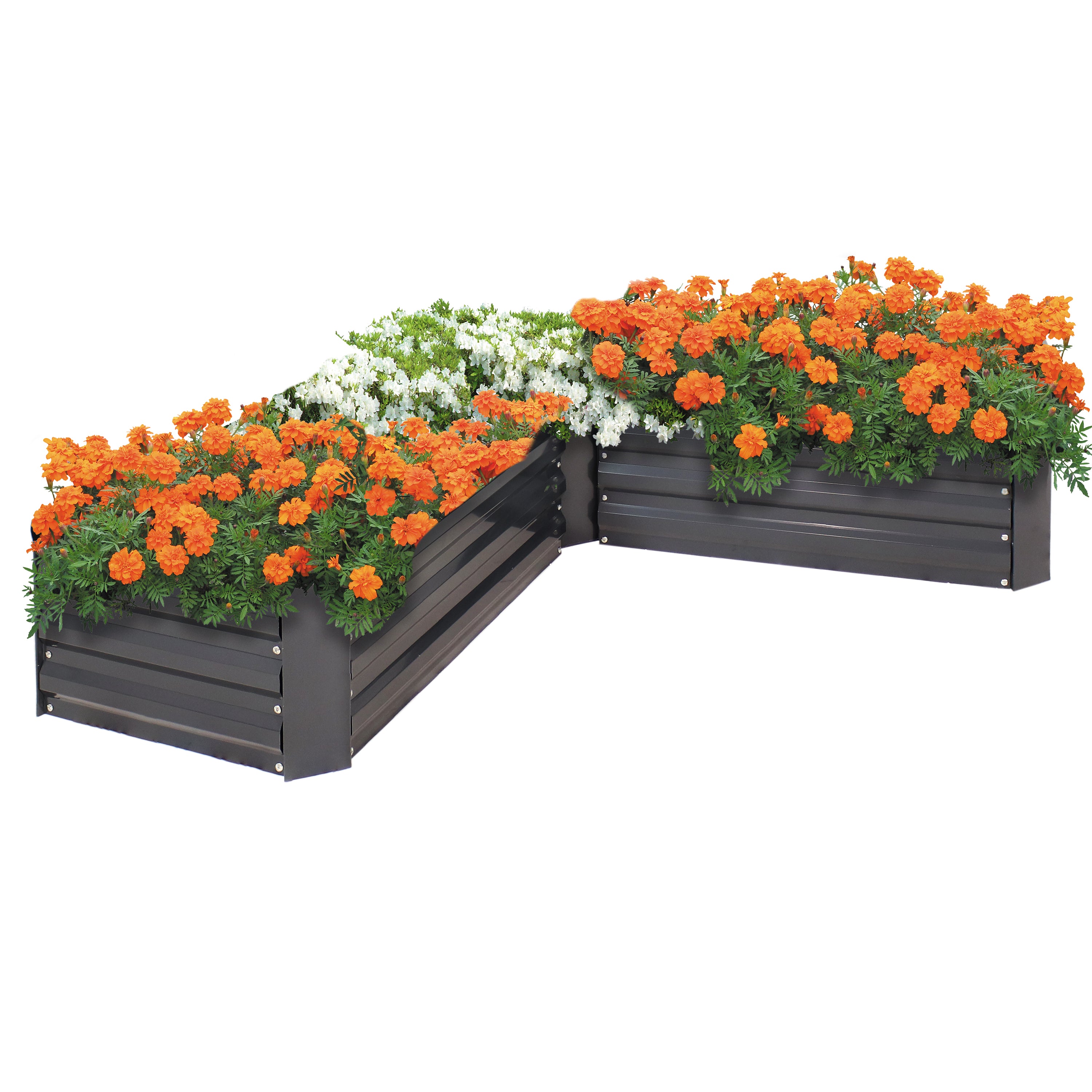 L-Shaped Galvanized Steel Raised Garden Bed Kit - Outdoor Gardening Planter Box for Vegetables, Flowers & Herbs - Perfect for Backyard, Patio & Urban Gardening