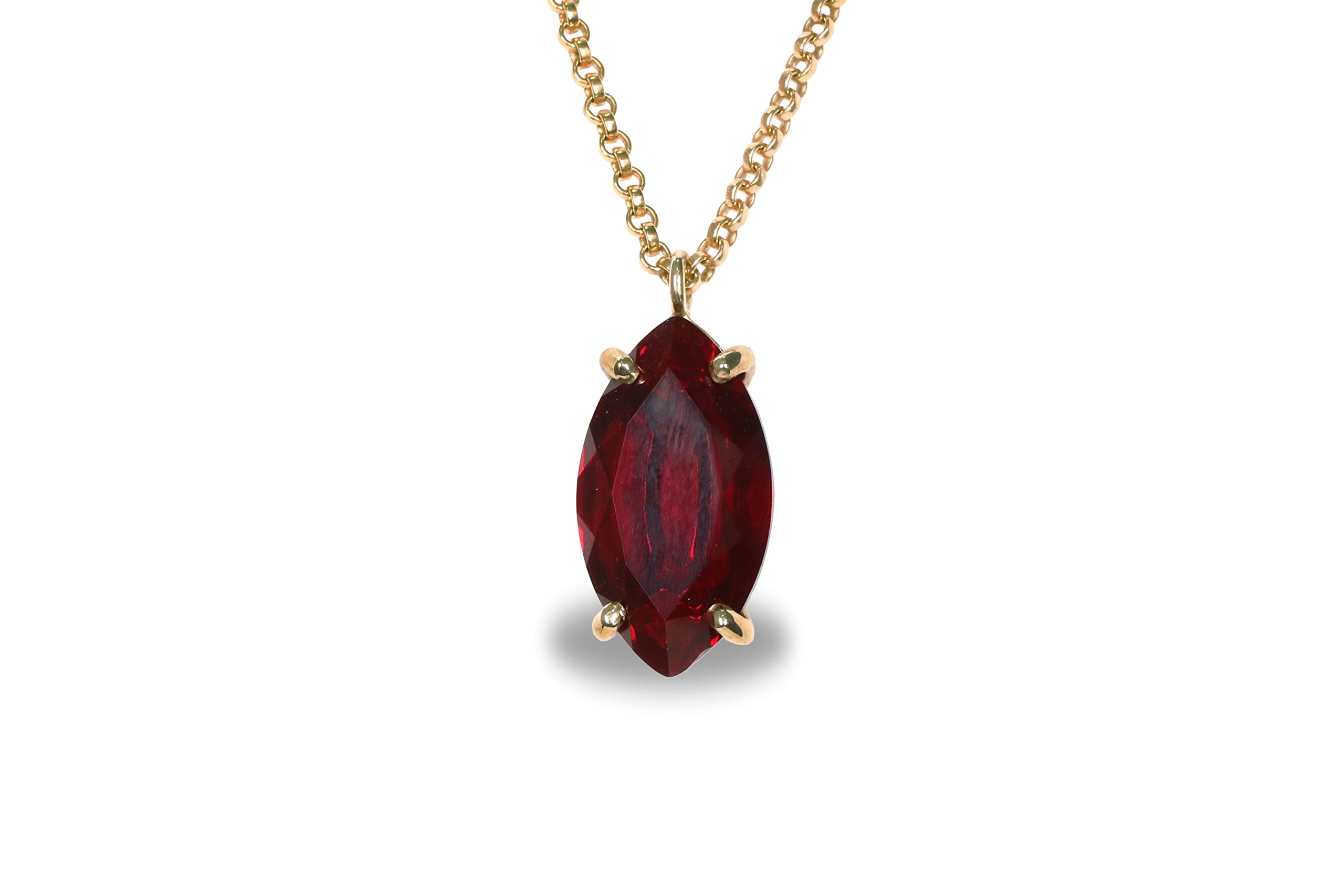 Anemone Jewelry Garnet Pendant Necklace - Marquise Cut January Birthstone Necklace for Women - Handmade Bridal, Wedding, Anniversary & Birthday Gift - Perfect for Graduation & Mother's Day - Elegant Jewelry for Special Occasions & Everyday Wear