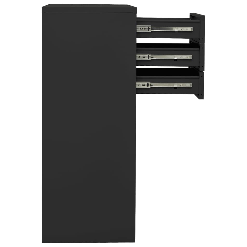 Steel Office Storage Cabinet with Adjustable Shelf & Lock - 35.4