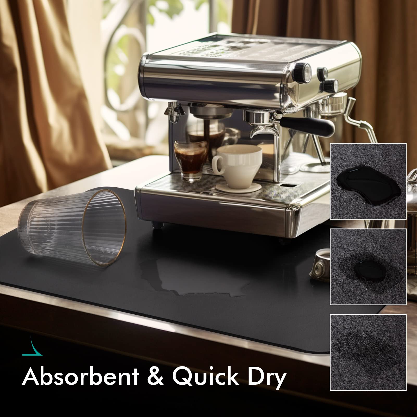 LIMNUO Absorbent Coffee Mat for Countertops - Kitchen & Espresso Machine Use