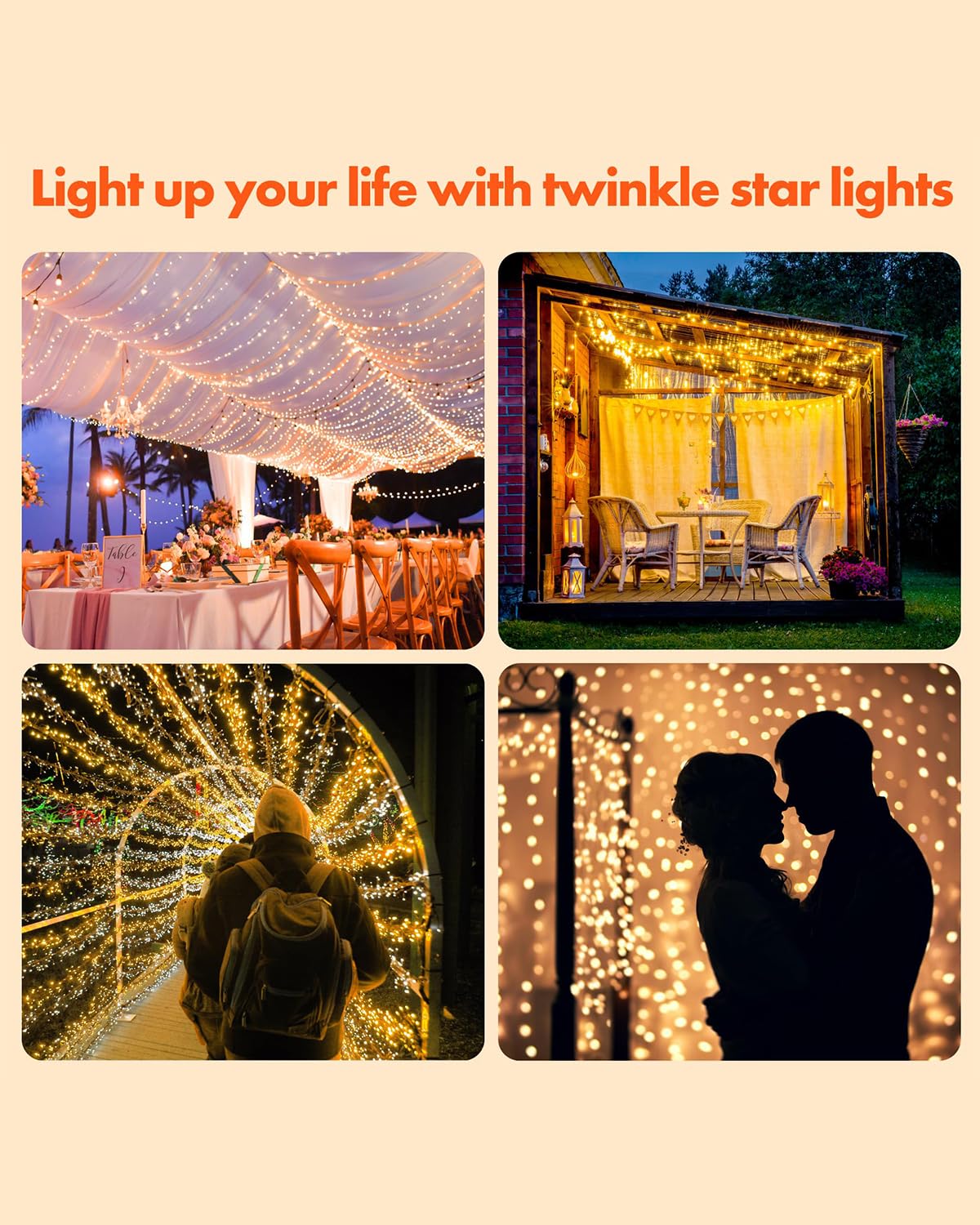 Twinkle Star 2 Pack 80FT Solar String Lights Outdoor Waterproof - 240 LED Solar Fairy Lights with 8 Modes for Patio, Garden, Backyard, Wedding & Christmas Decor (Warm White) | Perfect for Outdoor Parties, Landscape Lighting and Holiday Displays