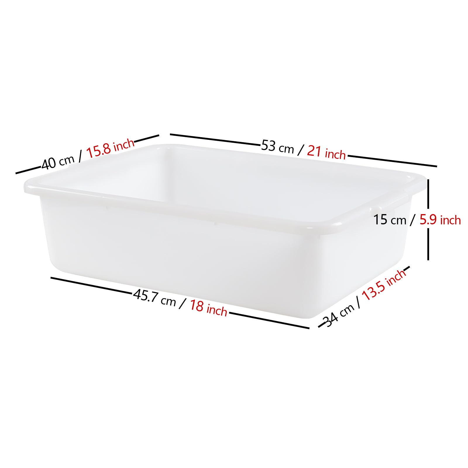 4-Pack 25L Commercial Bus Tubs - Heavy Duty White Plastic Storage Bins for Restaurant, Kitchen & Food Service Organization - Perfect for Dishwashing, Food Prep & Storage