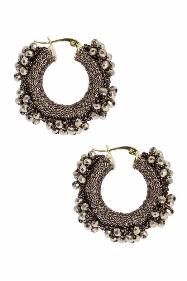 Royal Redux Beaded Hoop Earrings for Women - Elegant Gold-Tone Statement Jewelry - Perfect for Parties, Weddings & Everyday Wear