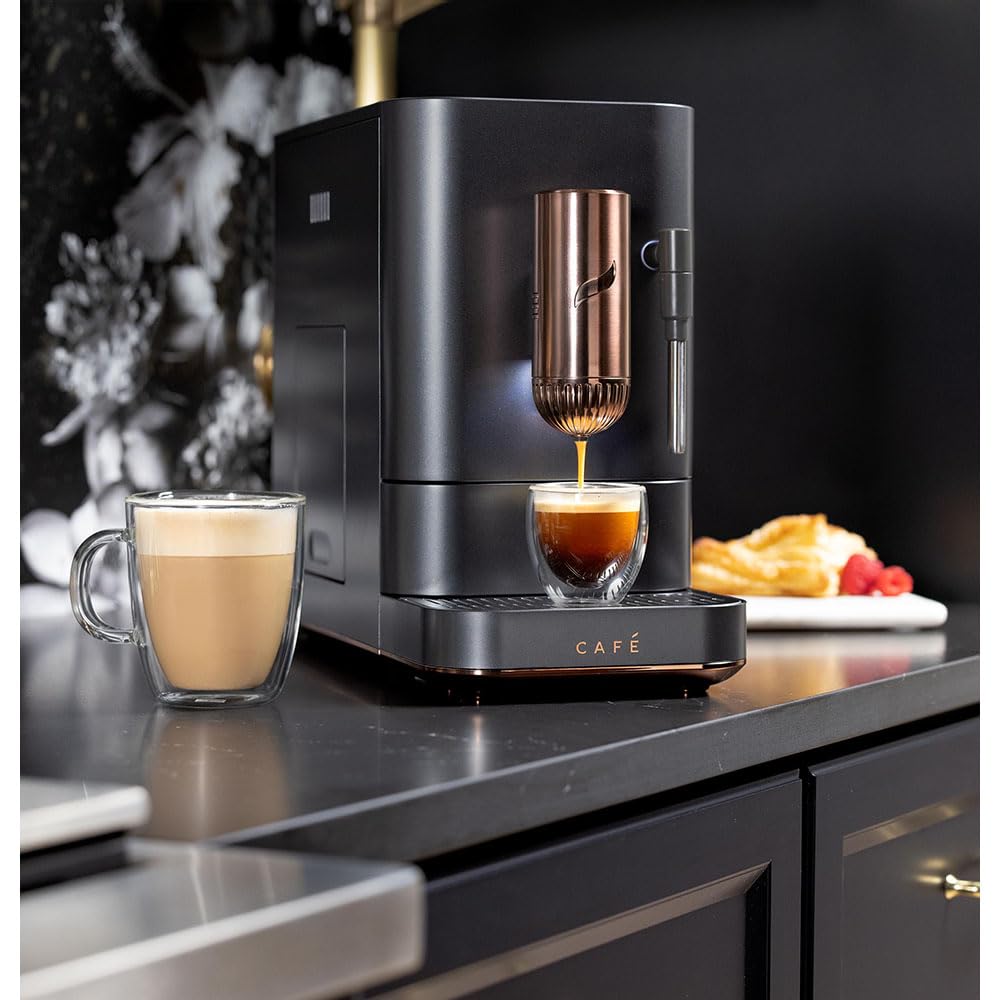 Café Affetto Automatic Espresso Machine with Milk Frother & Built-in Adjustable Coffee Grinder - 1.2L Matte Black (C7CEBBS3RD3) | One-Touch 90-Second Brewing | Perfect for Home Baristas & Office Coffee Stations