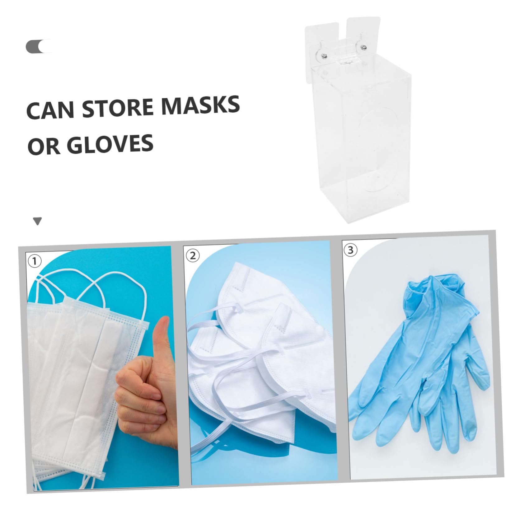FOYTOKI 2 Pack Acrylic Wall Mount Glove & Mask Dispenser Holder - Easy to Clean, Space Saving Organizer for Kitchen, Bathroom, Office, Hospital & Salon Use