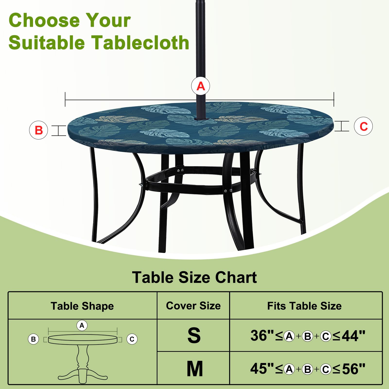 Waterproof Elastic Fitted Round Tablecloth with Umbrella Hole - Outdoor & Indoor Durable Table Cover for Camping, Picnics, Patio Dining, and Backyard Parties
