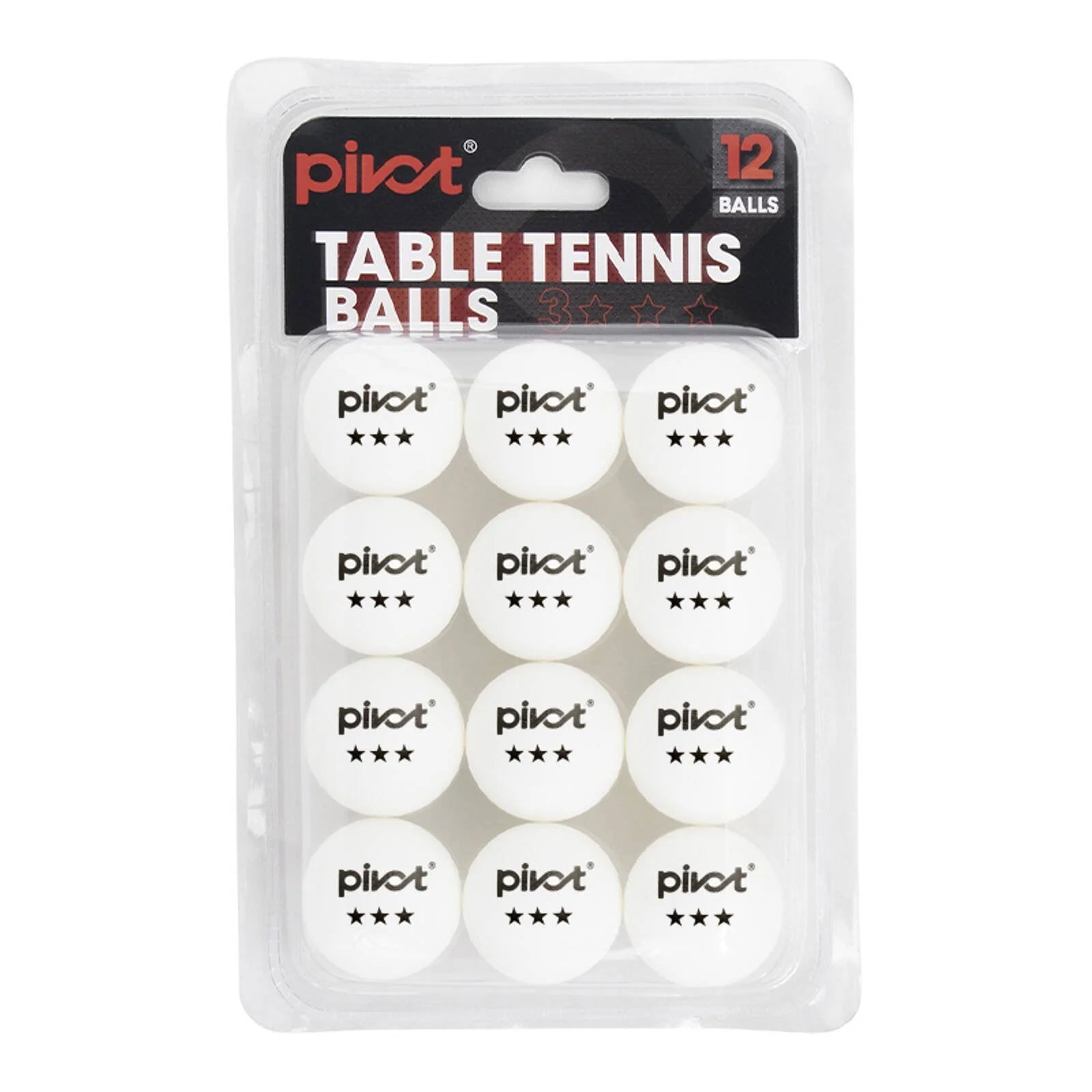 PIVOT FGD12TTBW 3-Star 12-Pack White Table Tennis Balls - Perfect for Tournaments, Practice & Home Ping Pong Games