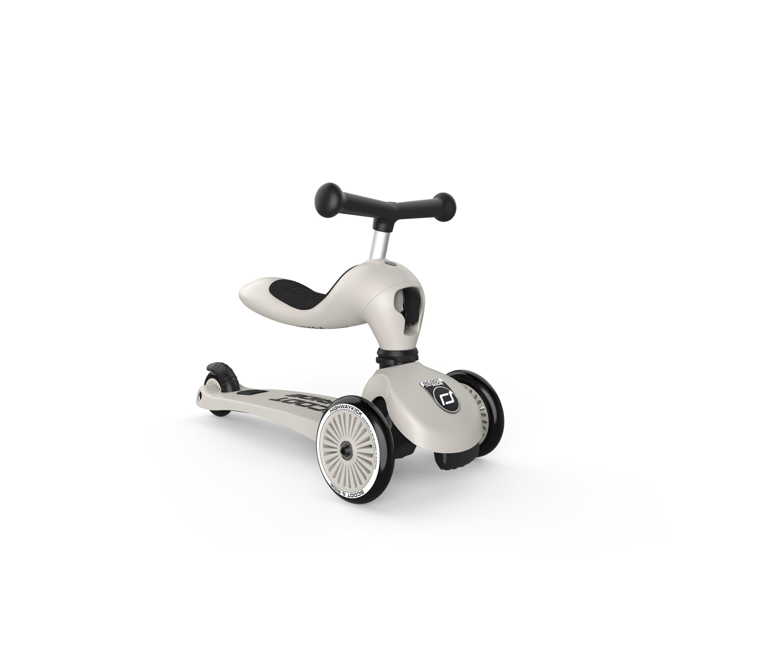 Scoot & Ride 2-in-1 Kids Scooter - Convertible Ride-On & Stand-Up Toddler Scooter for Ages 1-5 Years | Highwaykick 1 Model in Ash Color | Perfect for Indoor Play & Outdoor Park Adventures