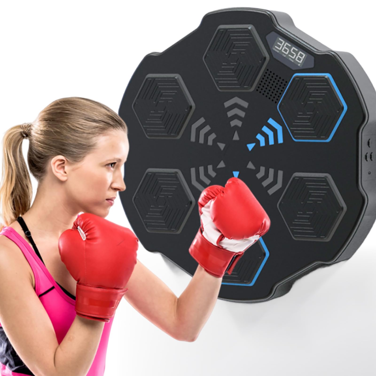 Electronic Music Boxing Machine for Adults & Kids - Wall Mounted Bluetooth LED Punching Pad with Music - Boxing Workout Equipment for Home Gym & Fitness Training