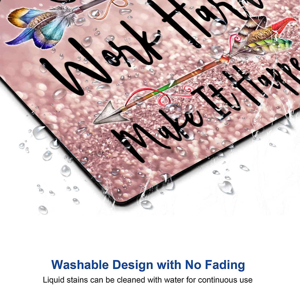 Custom Inspirational Quotes Glitter Mouse Pad - Non-Slip Rubber Base, Waterproof Square Mousepad for Office & Laptop - Motivational Desk Accessory for Work, Gaming & Home Office Setup