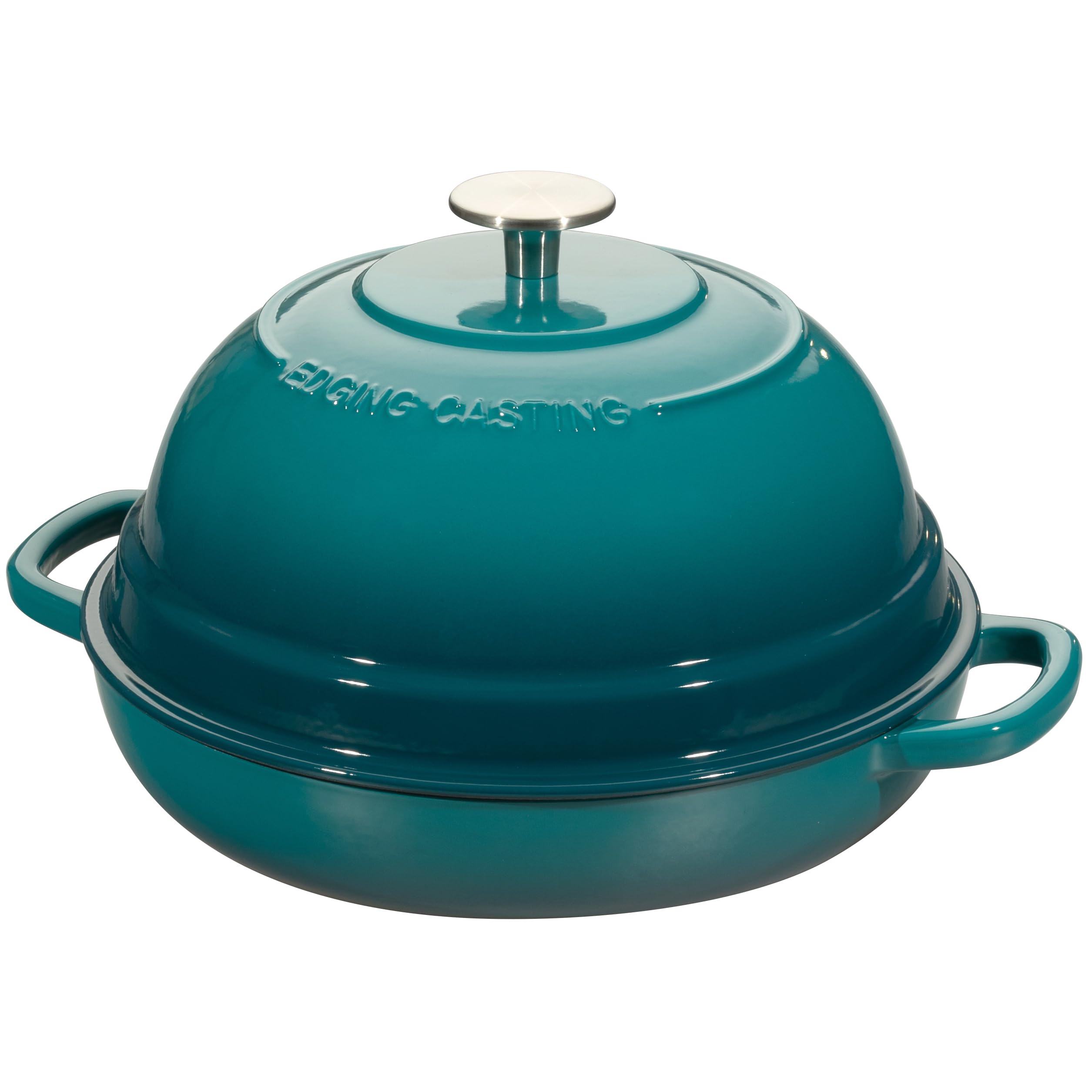 Enameled Cast Iron Dutch Oven with Lid - 6 Quart Round Bread Baking Pot for Homemade Sourdough, Artisan Loaves & Stews - Dark Cyan for Camping, Outdoor Cooking & Kitchen Use