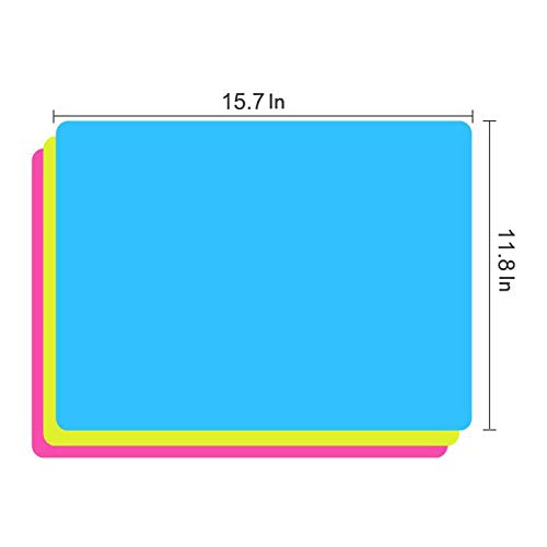 3 Pack Large Silicone Mats for Crafts, Resin Jewelry Casting, Baking & Placemats - 15.7” x 11.8” Non-Slip Heat Resistant Sheets (Blue, Rose Red, Green) - Perfect for DIY Projects, Kitchen Use & Art Workshops