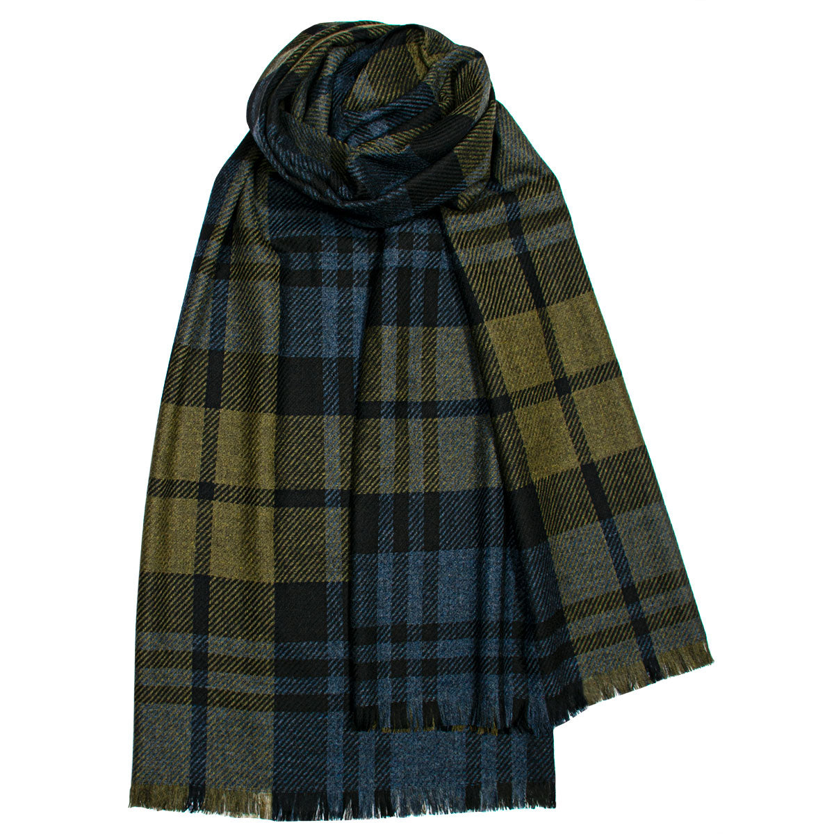 Brock Black Watch Olive Luxury Fine Wool Scarf Shawl - Elegant Winter Accessory for Women, Perfect for Office, Parties & Cold Weather