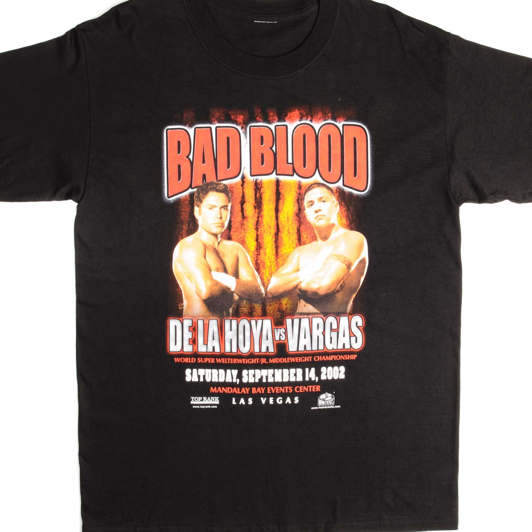 Vintage De La Hoya vs Vargas Bad Blood T-Shirt 2002 - Large Size - Boxing Fan Collectible for Sports Memorabilia & Casual Wear