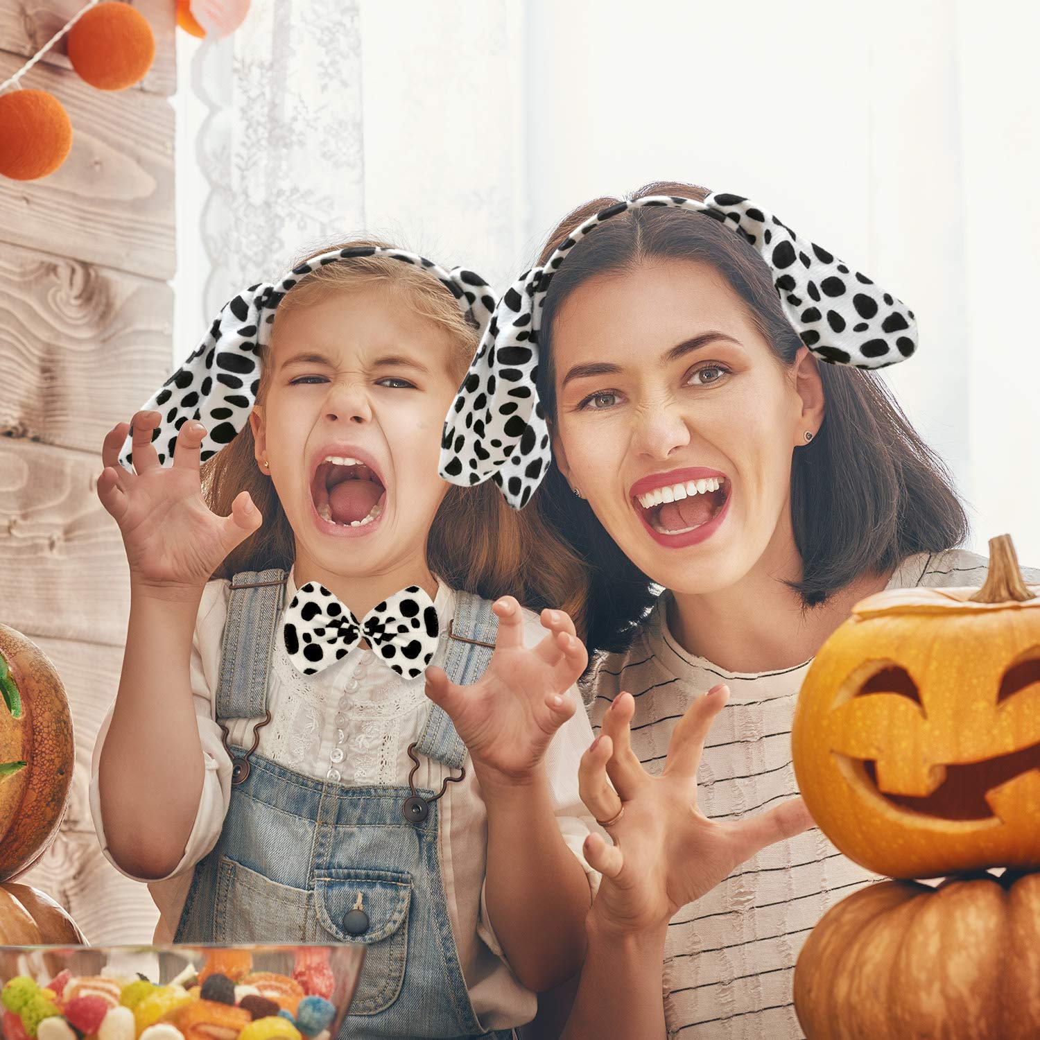 Coopay 9-Piece Dalmatian Costume Set - Dog Ear Headbands, Bow Tie, Tail & 144 Black Adhesive Felt Circles for Halloween, DIY Dress Up, Party Costume - Perfect for Halloween Parties, Pet Costume Contests & Themed Events