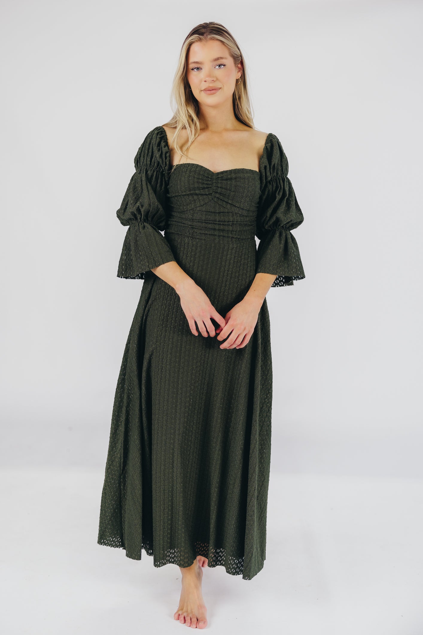 Corrine Women's Maxi Dress with Pockets - Flowy Long Summer Dress in Hunter Green for Beach, Vacation & Casual Wear