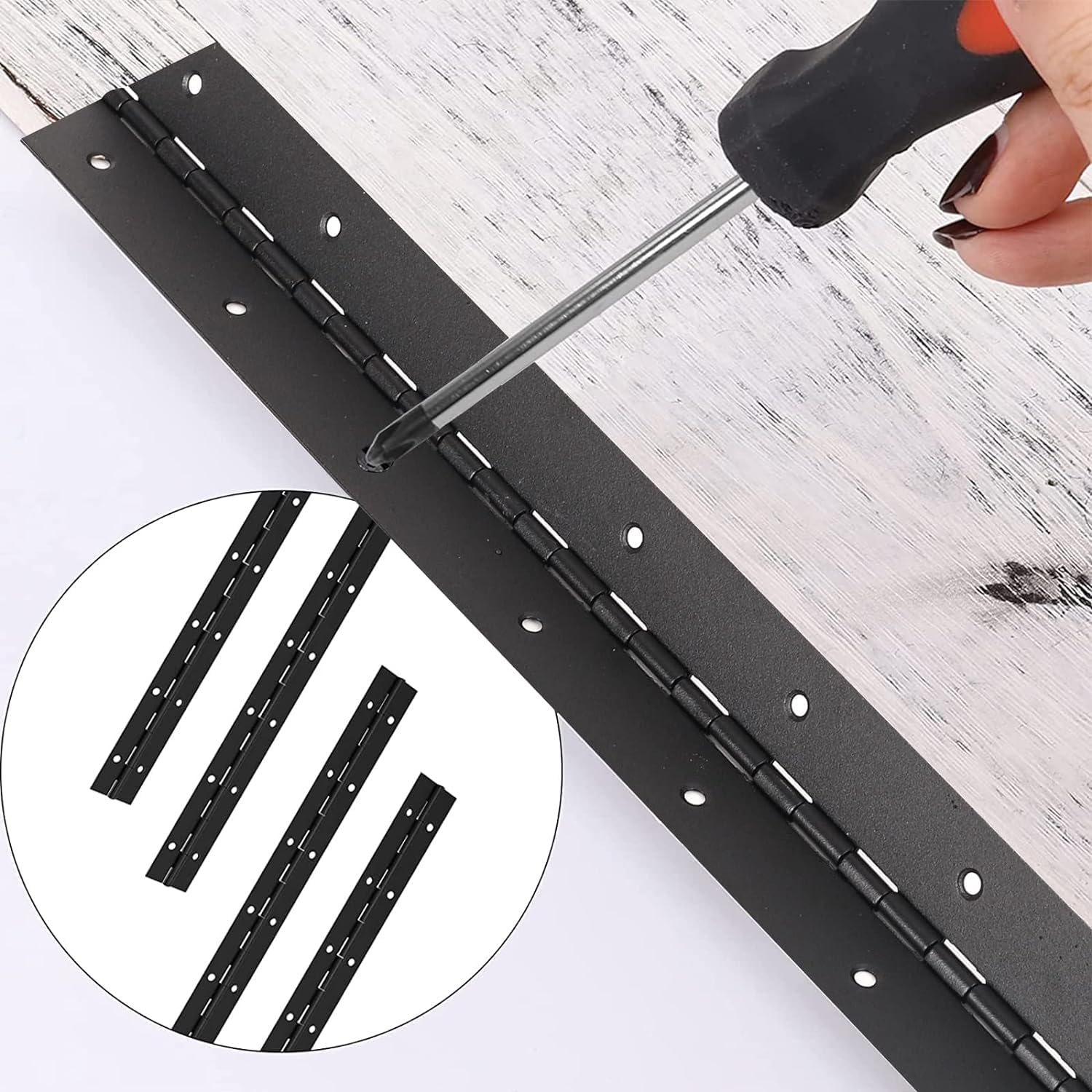 2 Pack Heavy Duty Piano Hinge - 12 Inch Black Continuous Hinge, 0.05