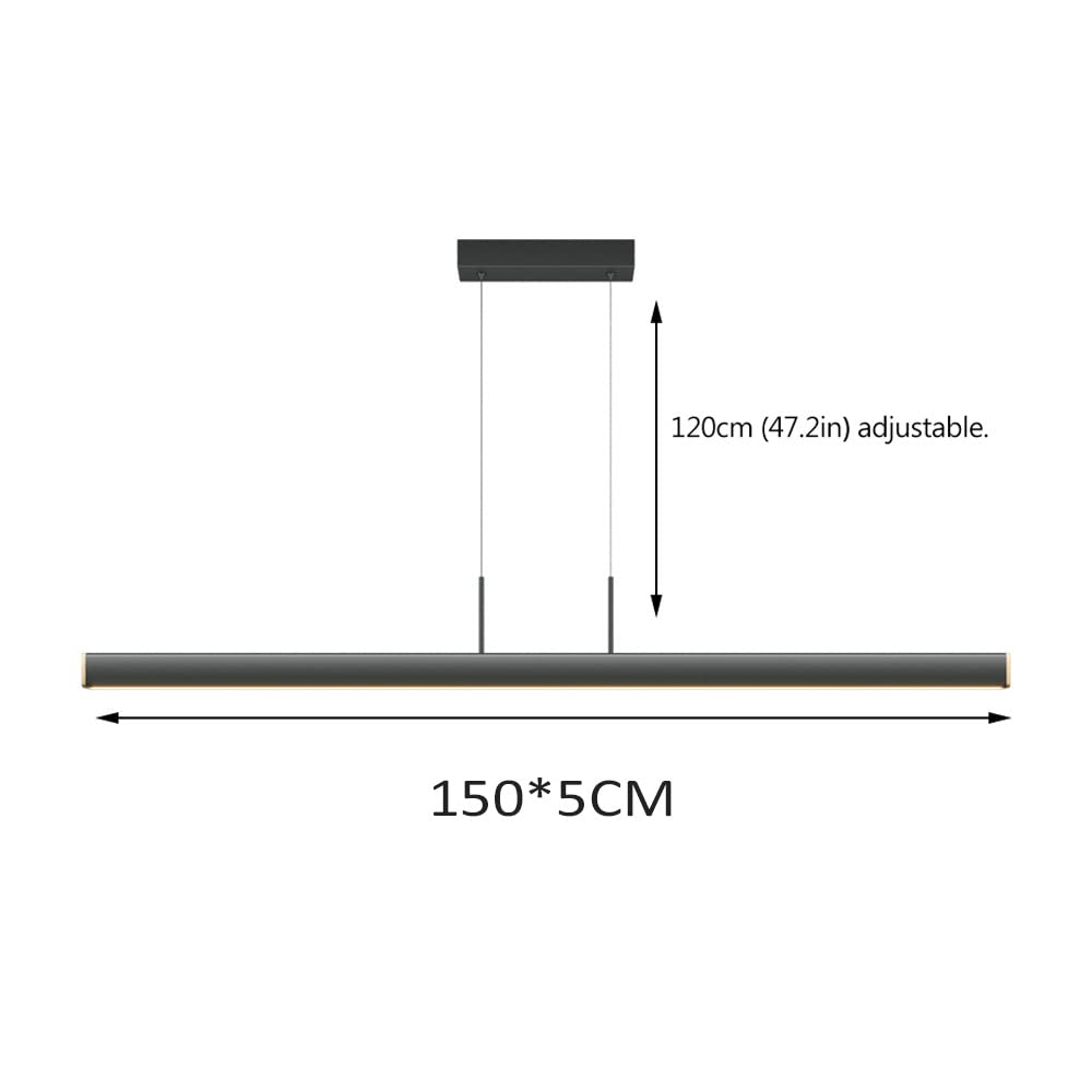 Modern LED Linear Pendant Light - Wooden Kitchen Island Chandelier for Dining Room, Bar & Office | Minimalist Long Hanging Lamp with Energy Efficient Lighting | Perfect for Contemporary Homes, Restaurants and Workspaces