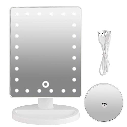 LED Vanity Mirror with Daylight White Light - Portable Tabletop Makeup Mirror for Travel, Home & Professional Use - Perfect for Countertop, Dressing Room & Hotel Stays