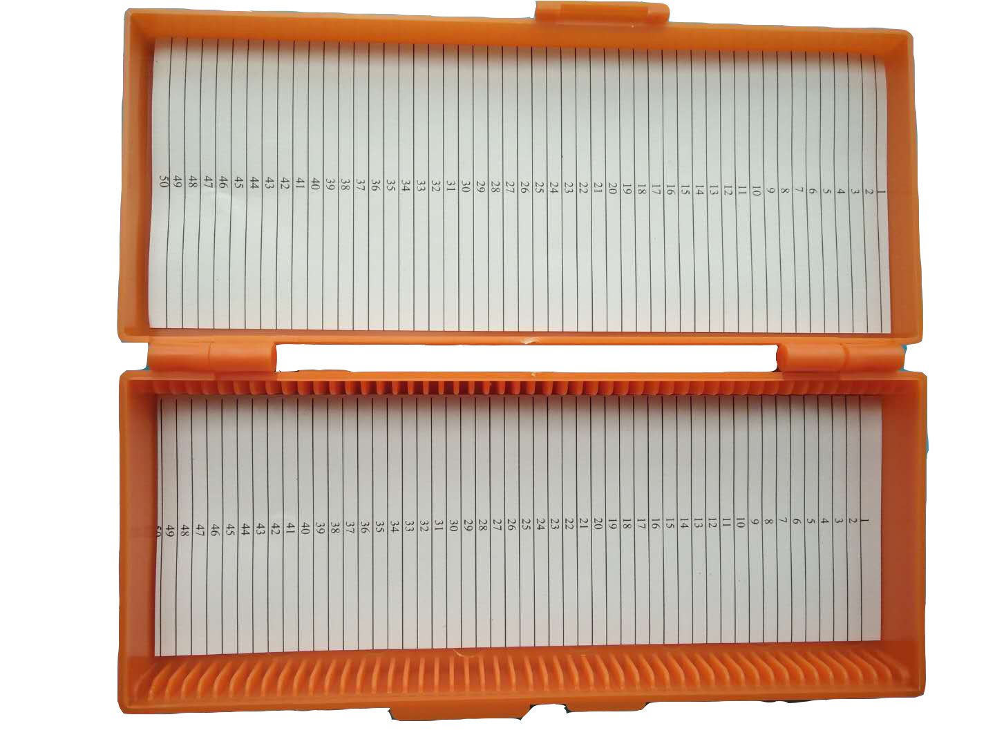 50-Place Microscope Slide Storage Box - Clear Glass Slides Organizer with Orange Case - Perfect for Lab, Classroom & Science Experiments