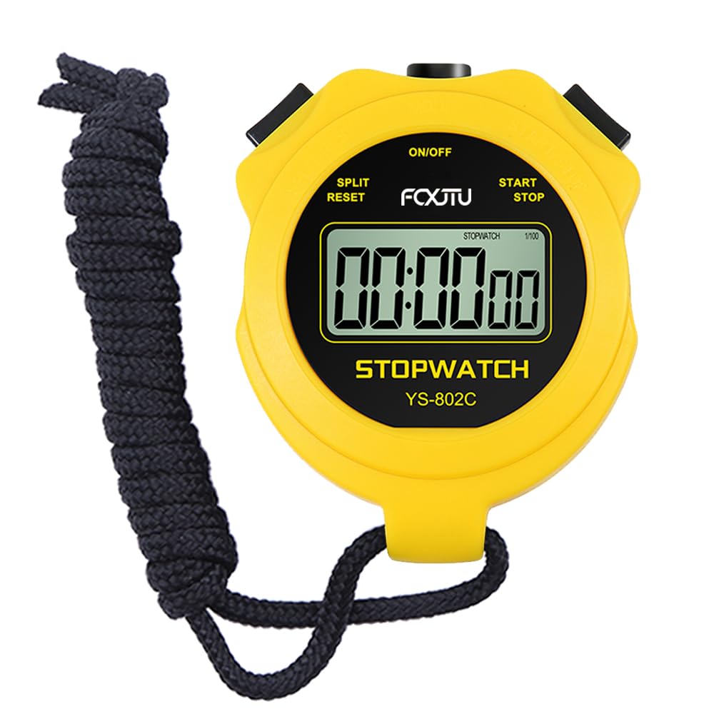 FCXJTU Digital Stopwatch Timer - Silent, No Alarm, Large Clear Display for Swimming, Running, Training - Perfect for Coaches, Referees, Teachers & Kids (Simple ON/Off Operation)