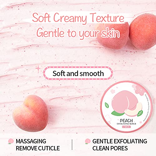 Peach Exfoliating Body Scrub - Ultra Hydrating & Gentle Smoothing Face & Body Scrub for Men & Women - Removes Dead Skin, Minimizes Pores - Perfect for Daily Skincare & Spa Days at Home