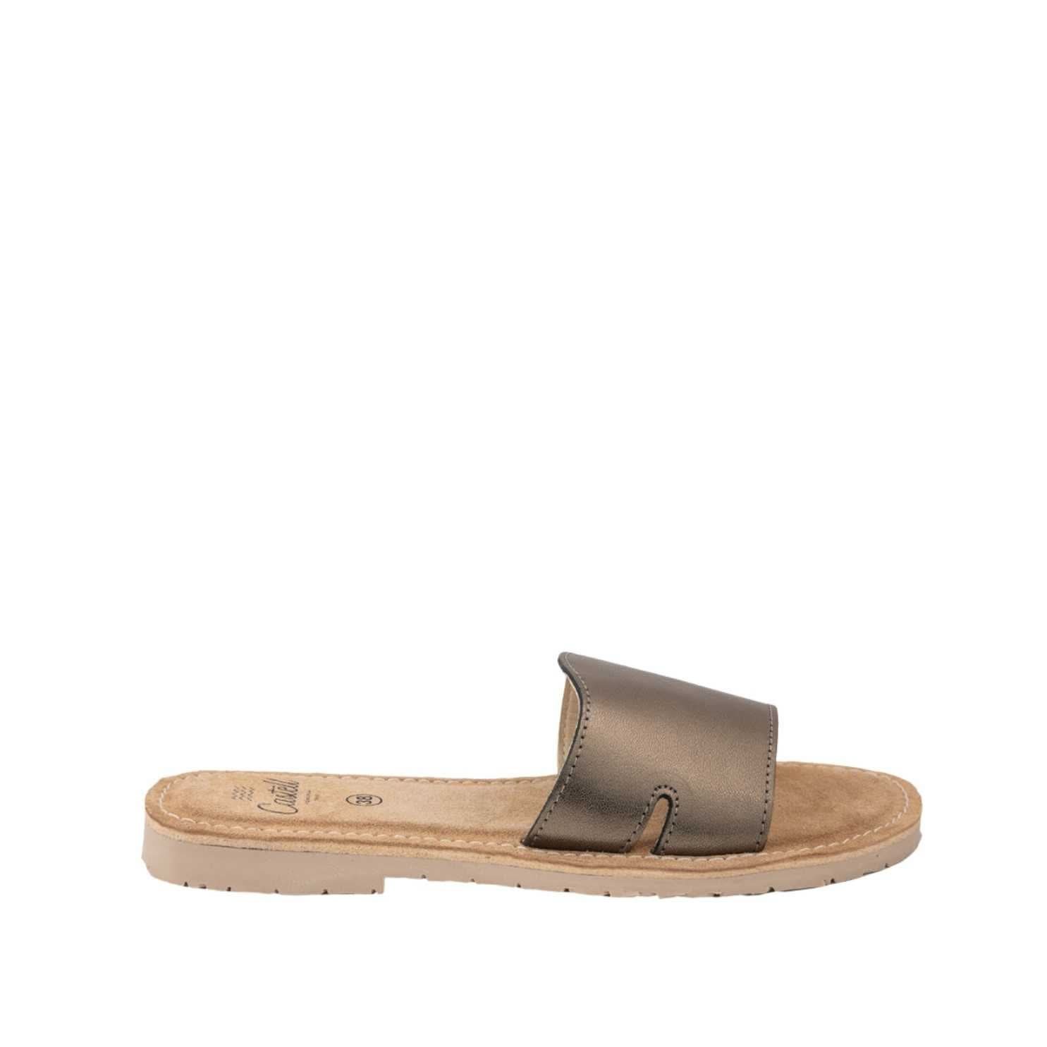 Metallic Leather Menorcan Sandals for Women - Open Toe Comfortable Beach Sandals with Shark ST 2360 A Design | Perfect for Summer Vacations, Beach Outings and Casual Wear