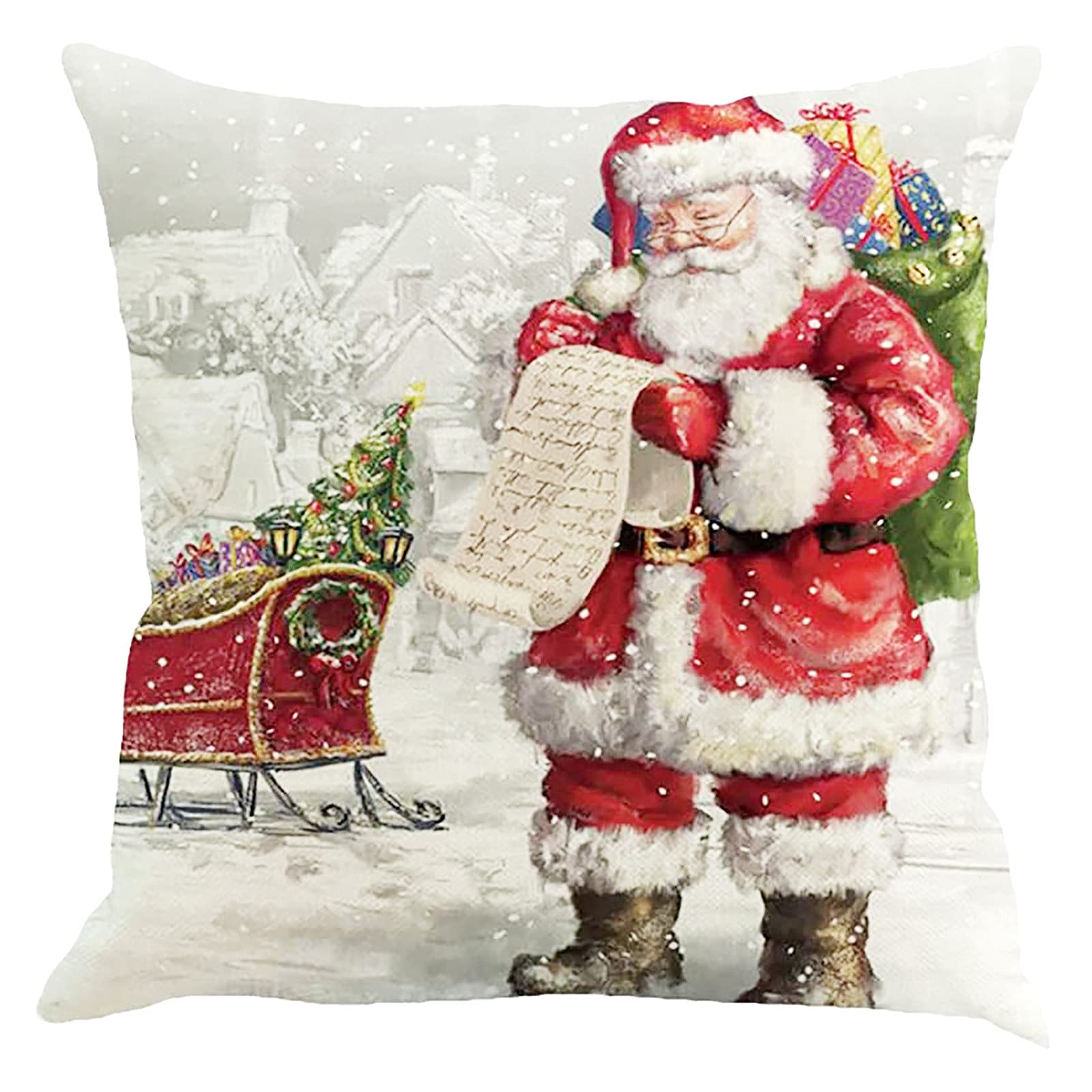 Soft Cotton Waist Sofa Cushion - Christmas Home Decor Throw Pillow with Linen Case - Perfect for Living Room, Bedroom & Holiday Decoration