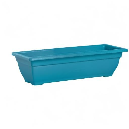 24 Inch Rectangle Planter Box - Indoor/Outdoor UV Resistant Plastic Window Box Trough (4 Gallon, Blue, 4 Pack) - Perfect for Herbs, Succulents, Vegetables - Ideal for Windowsills, Balconies, Gardens & Patios